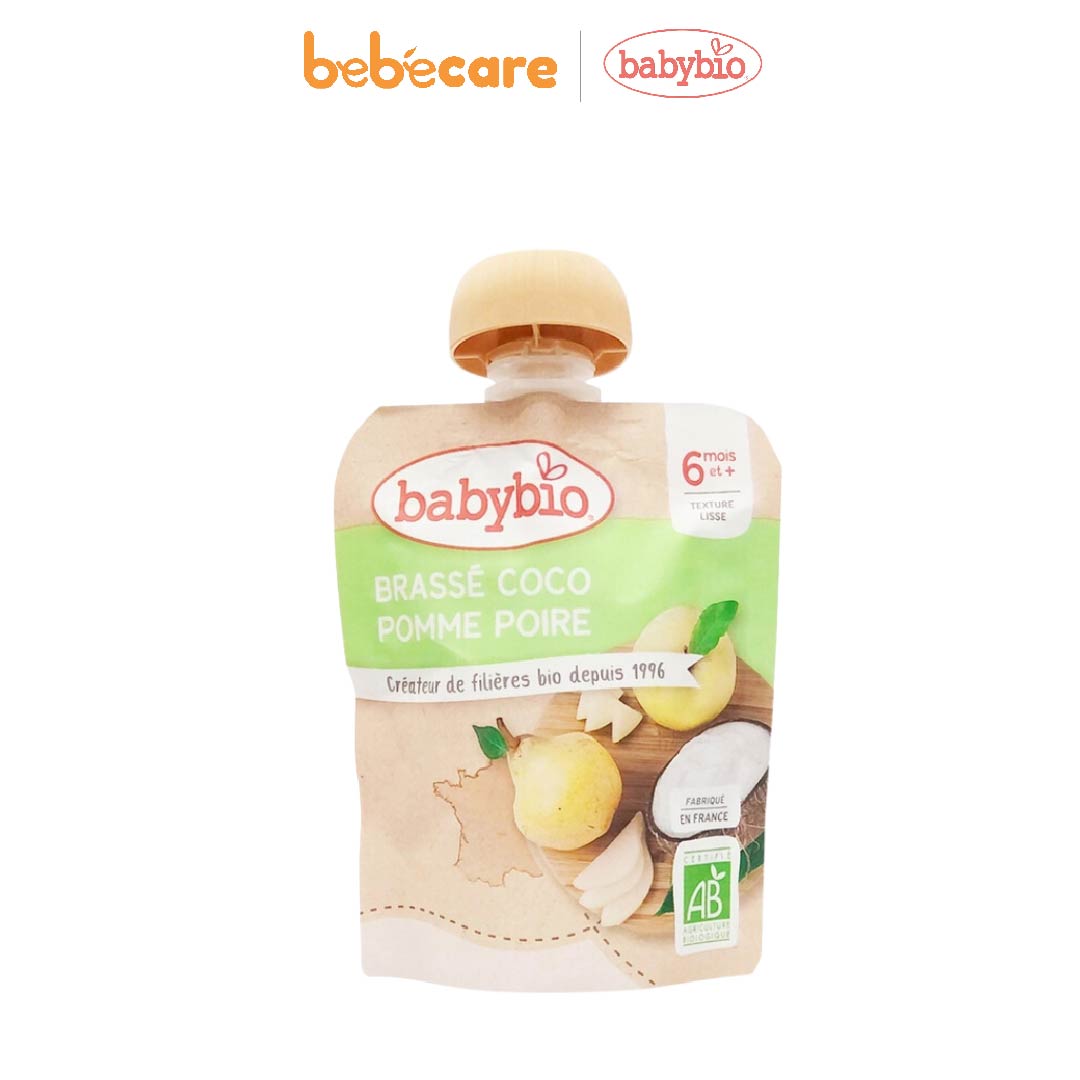 Sữa chua dừa hữu cơ cho bé vị táo, lê Babybio 85g (Bé từ 6 tháng tuổi)